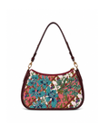 (SHBLSB-ORTURGRN-MAR) Turquoise Green Orchid Maroon Leather Shoulder Bag