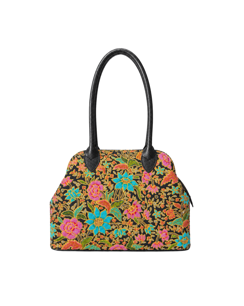 (SHBLDB-BLK-MP) Black Leather Doctor Bag Mini Peony