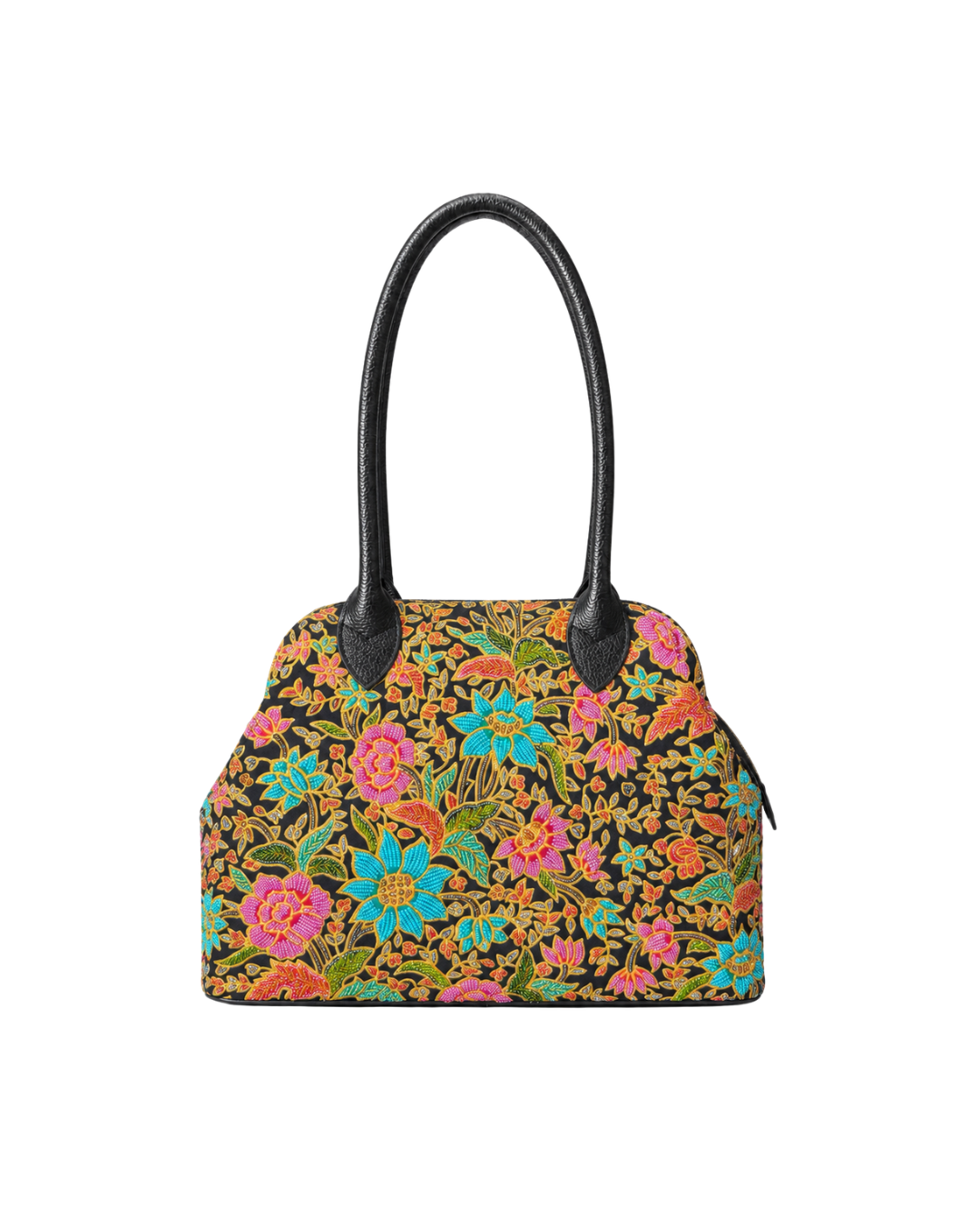(SHBLDB-BLK-MP) Black Leather Doctor Bag Mini Peony