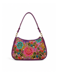 (SHBLSB-PF-PUR) Purple Peony Flower Leather Shoulder Bag