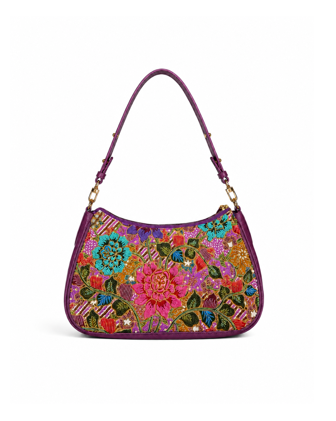 (SHBLSB-PF-PUR) Purple Peony Flower Leather Shoulder Bag