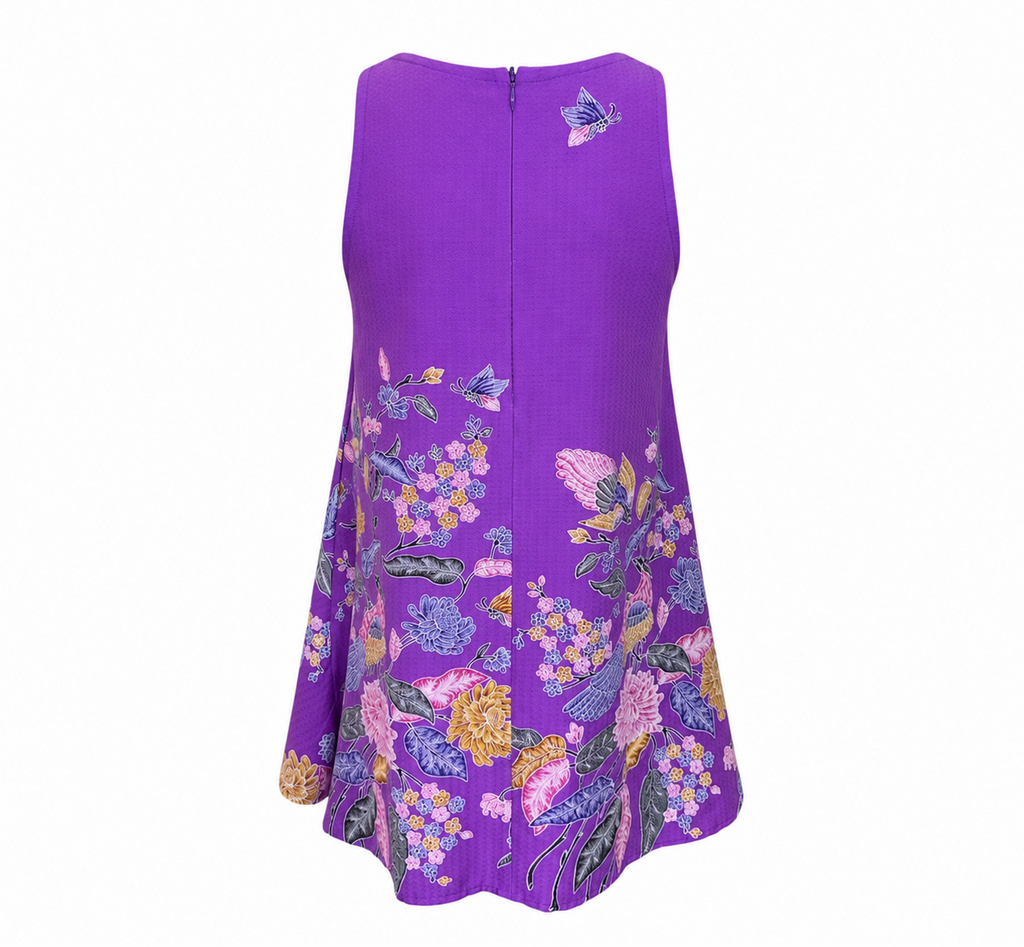 (TSBB-FL-PUR) Purple Flower Summer Batik Blouse