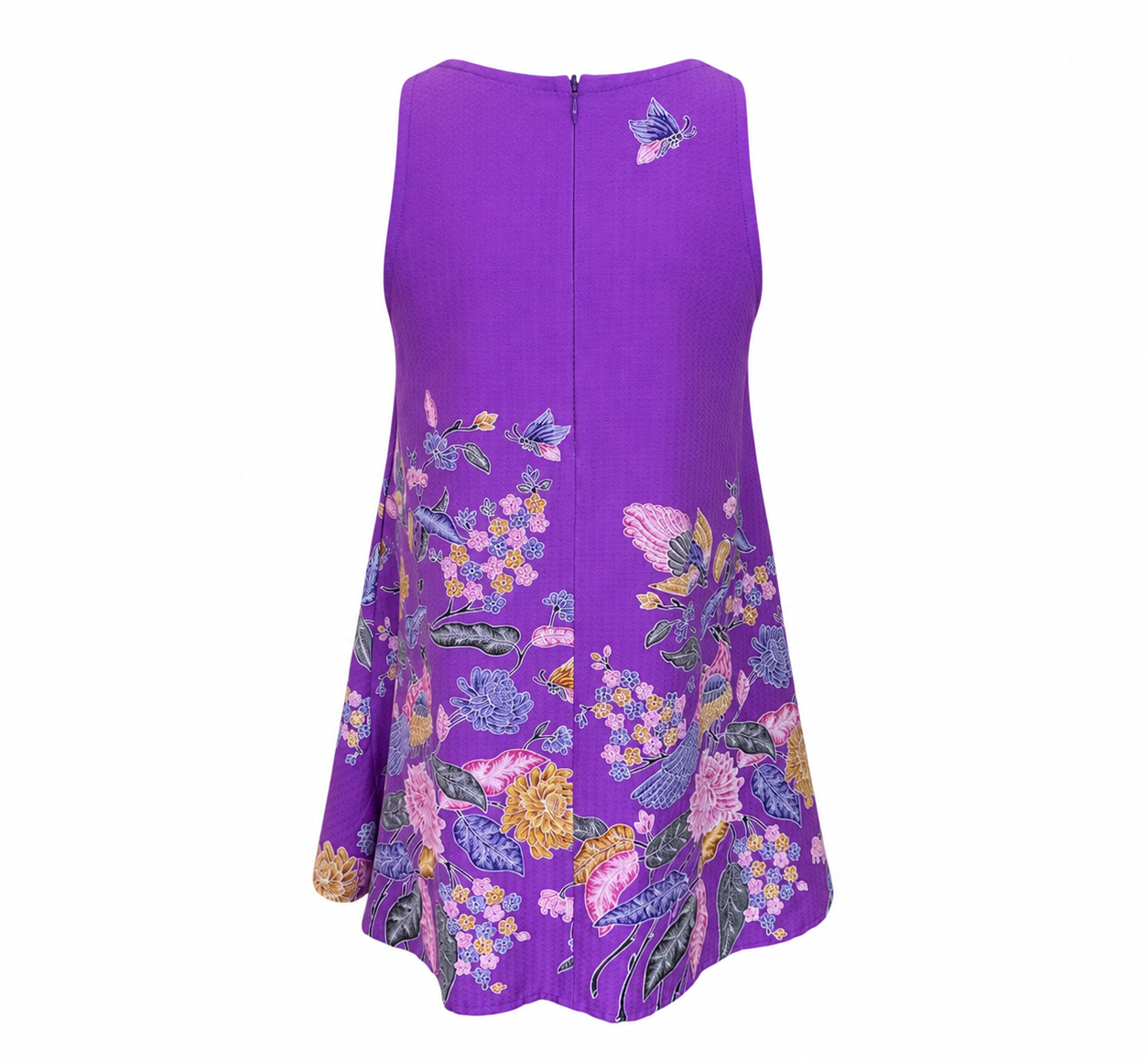 (TSBB-FL-PUR) Purple Flower Summer Batik Blouse