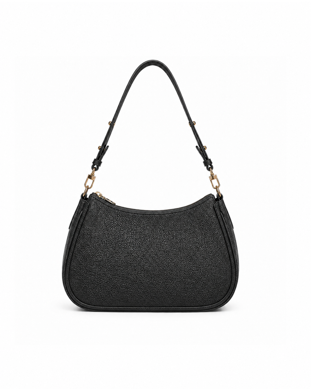 (SHBLSB-PF-BLK) Black Peony Flower Leather Shoulder Bag