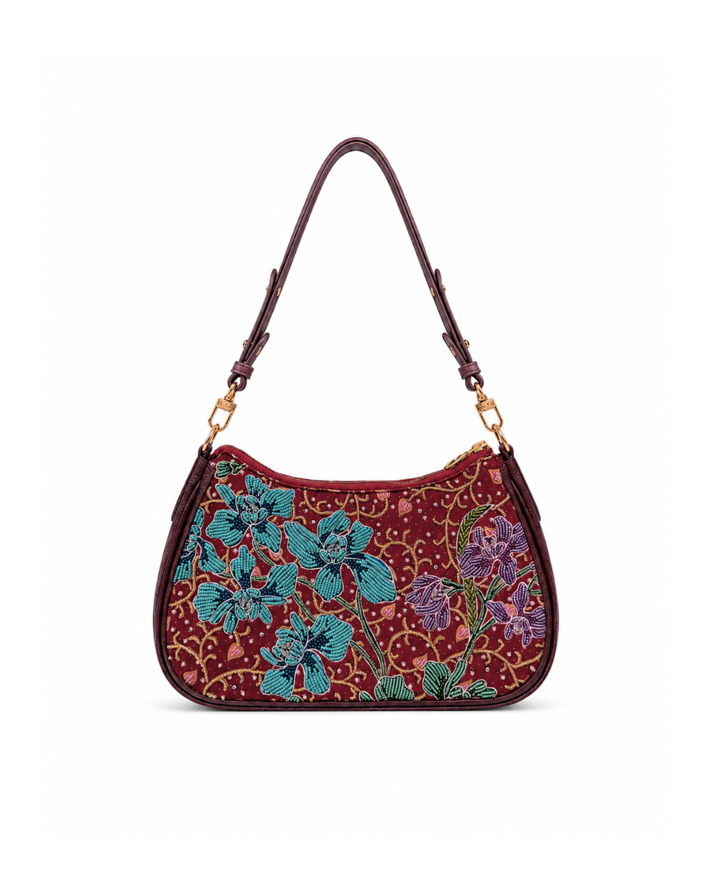 (SHBLSB-ORTURPUR-MAR) Turquoise Purple Orchid Maroon Leather Shoulder Bag