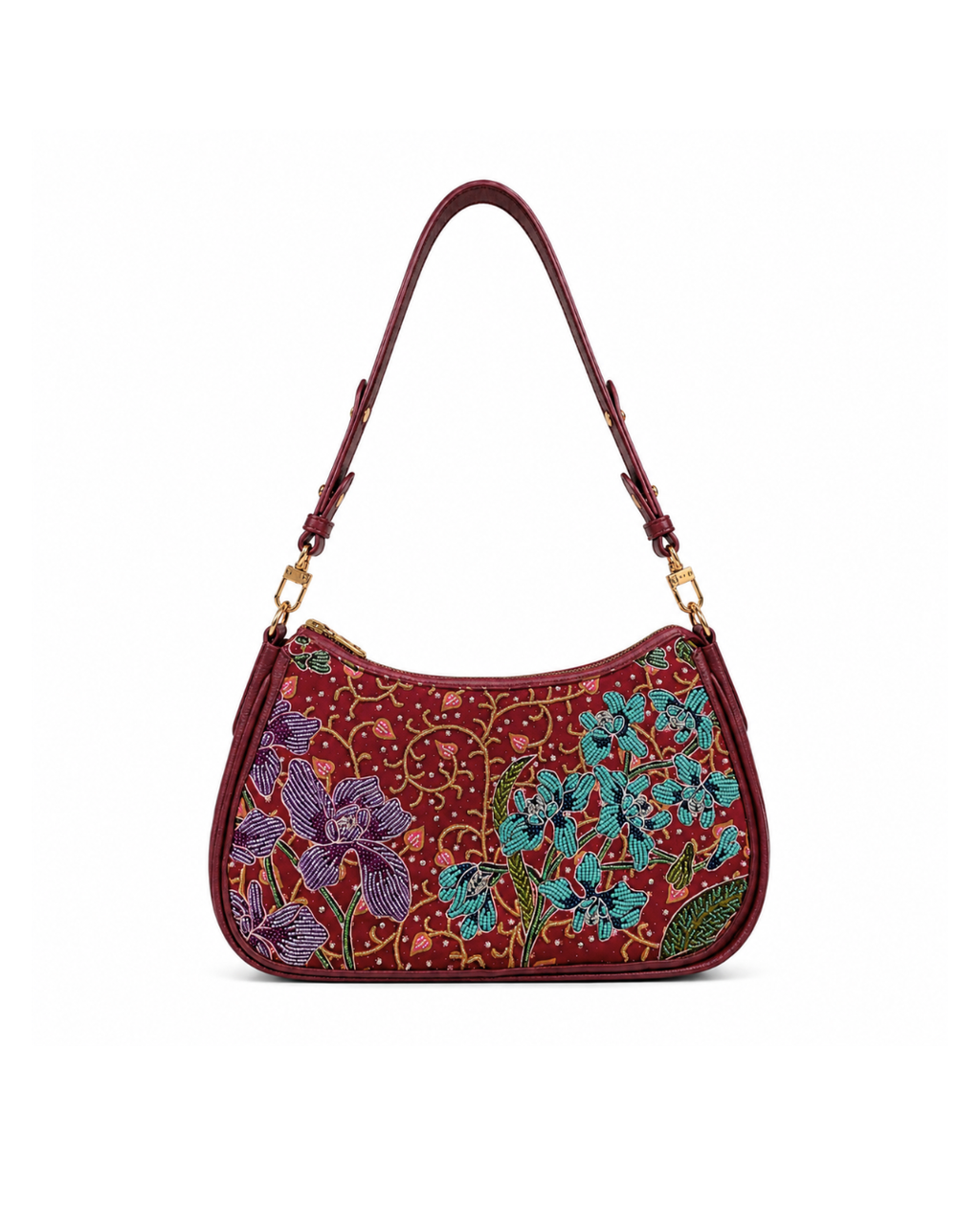 (SHBLSB-ORTURPUR-MAR) Turquoise Purple Orchid Maroon Leather Shoulder Bag