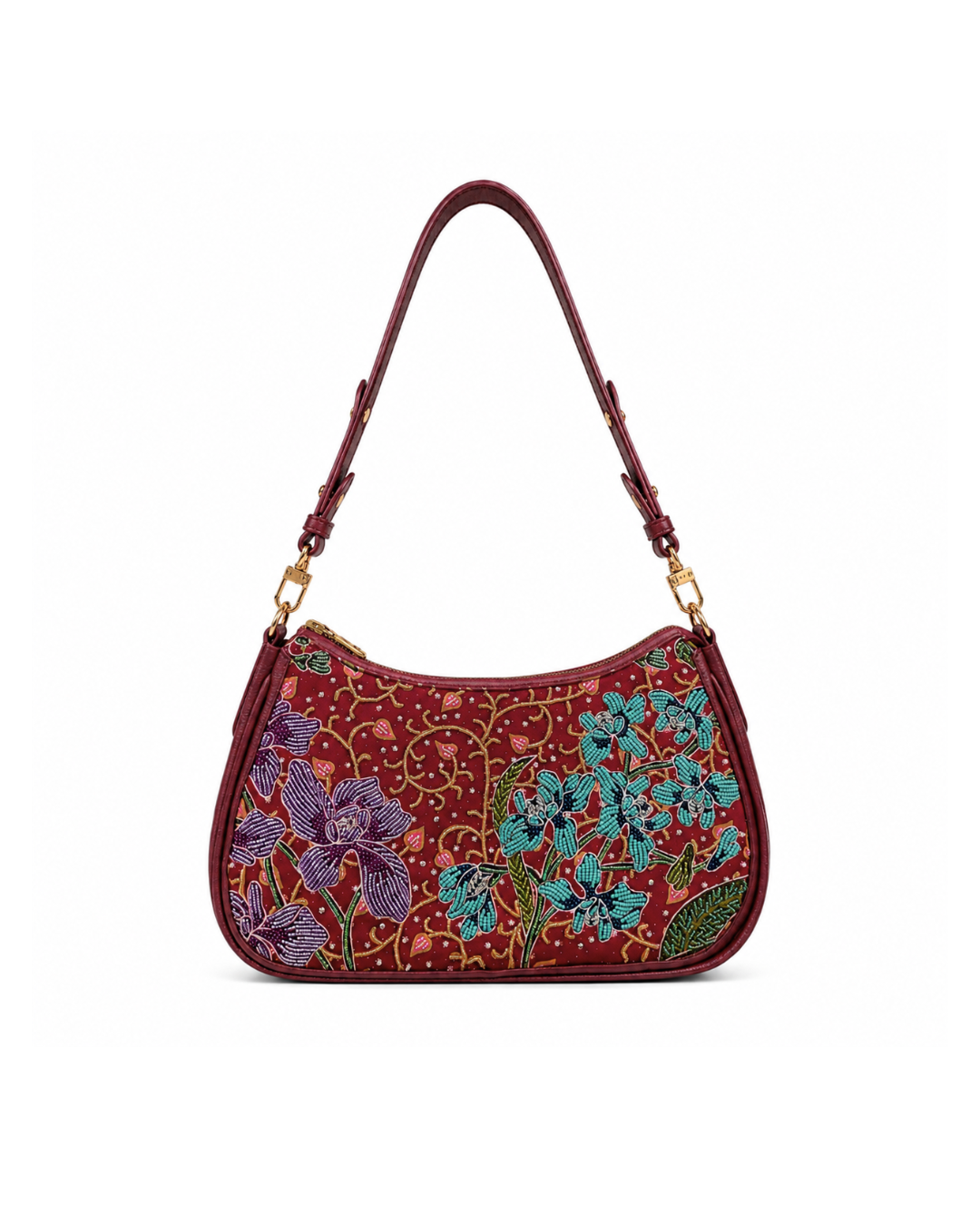 (SHBLSB-ORTURPUR-MAR) Turquoise Purple Orchid Maroon Leather Shoulder Bag