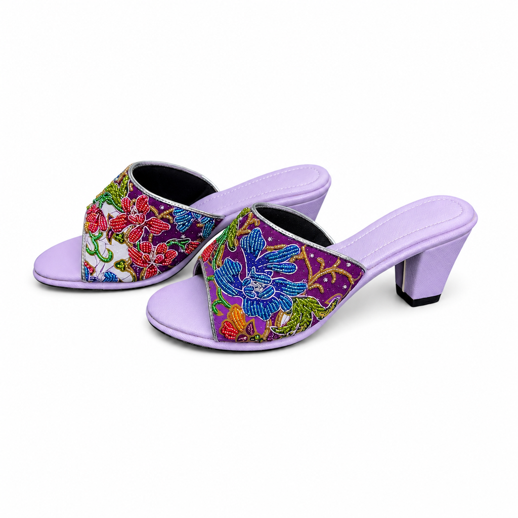 (HPUR-ORBLURED) Purple Heels - Blue Red Beaded Orchid