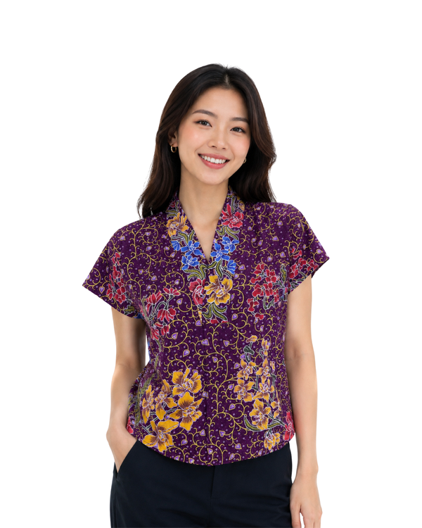 (TKB-OR-PUR) Purple Orchid Kimono Blouse