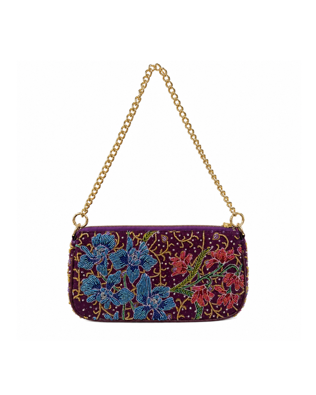 (SHBMLPB-ORYLWBLU-PUR) Yellow Blue Orchid Purple Medium Leather Pochette Bag