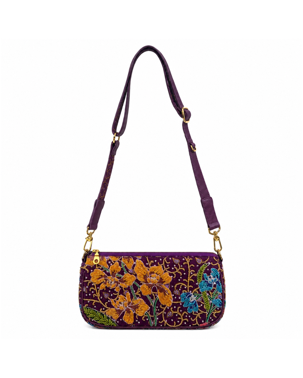 (SHBMLPB-ORYLWBLU-PUR) Yellow Blue Orchid Purple Medium Leather Pochette Bag