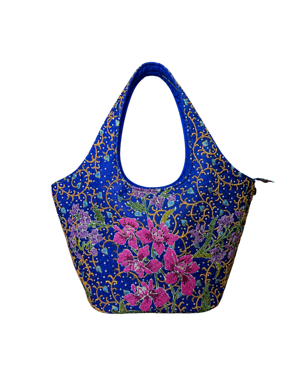 (TTCOTB-ORPNKPUR-BLU) Pink Purple Orchid Blue Oval Tote Bag