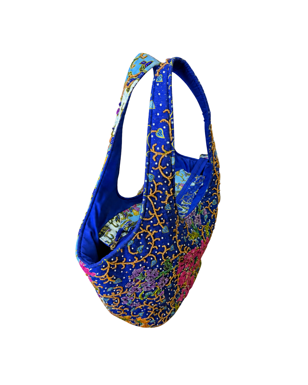 (TTCOTB-ORPNKPUR-BLU) Pink Purple Orchid Blue Oval Tote Bag