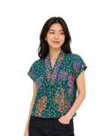 (TKB-OR-TUR) Turquoise Orchid Kimono Blouse