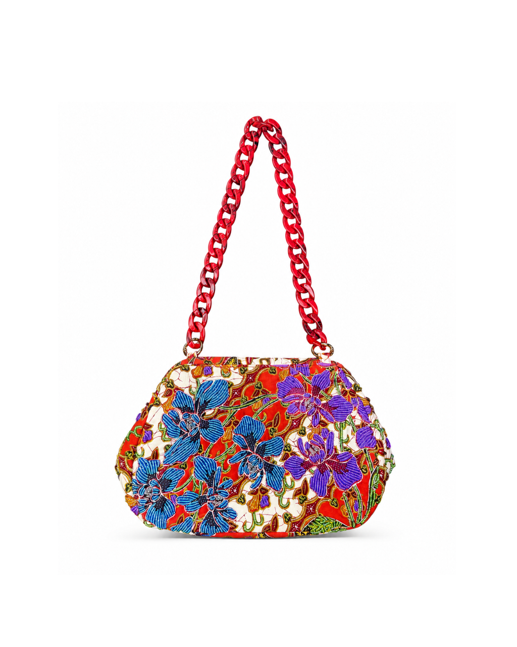 (SHBSRDB-OR-RED) Red Orchid Small Round Doctor Bag