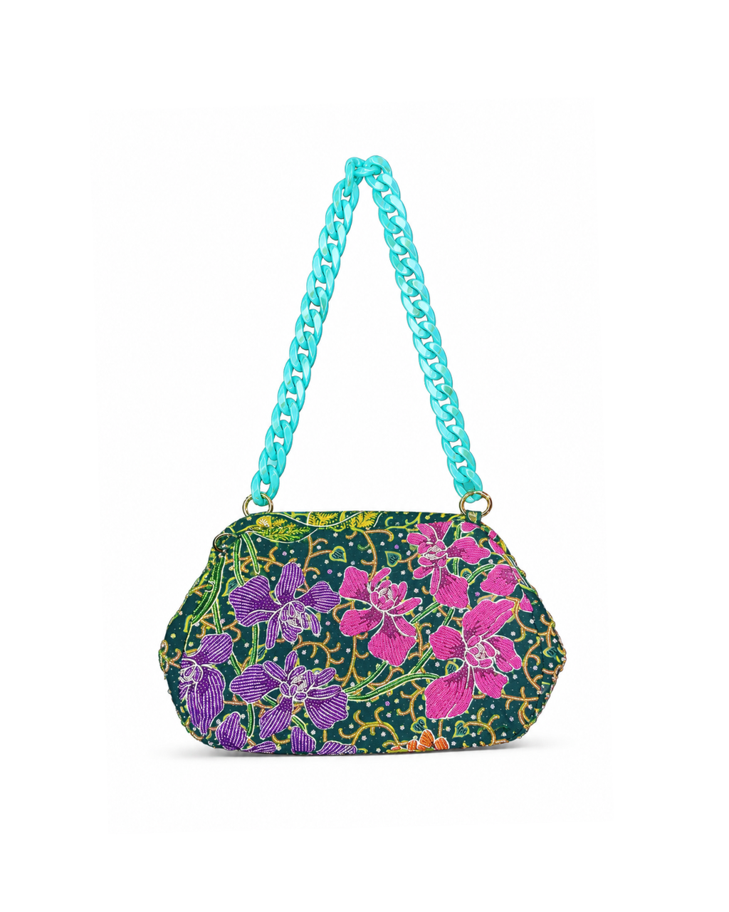 (SHBSRDB-OR-TUR) Turquoise Orchid Small Round Doctor Bag