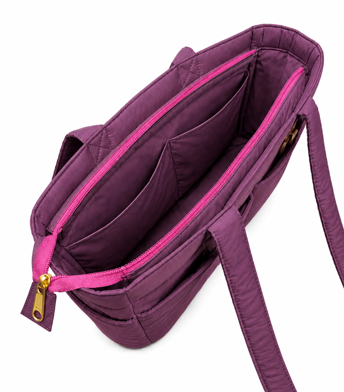 (TTCPEBB-FF-DPU) Dark Purple Puffer Flower Fish Embroidery Boston Bag