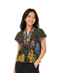 (TKB-OR-BLK) Black Orchid Kimono Blouse