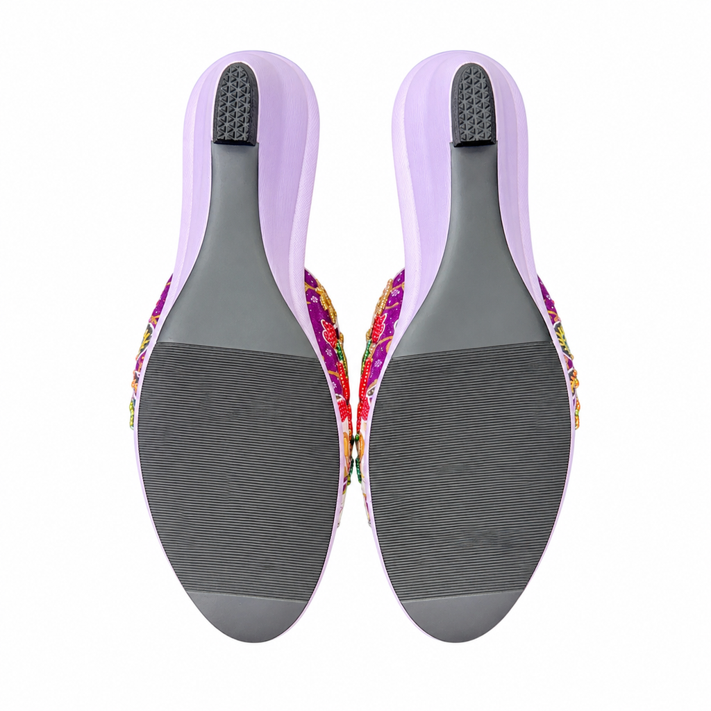 (WPUR-ORYLWRED) Purple Wedges - Yellow Red Beaded Orchid