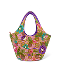 (TTCOTB-PUR-PF) Purple Oval Tote Bag Peony Flower