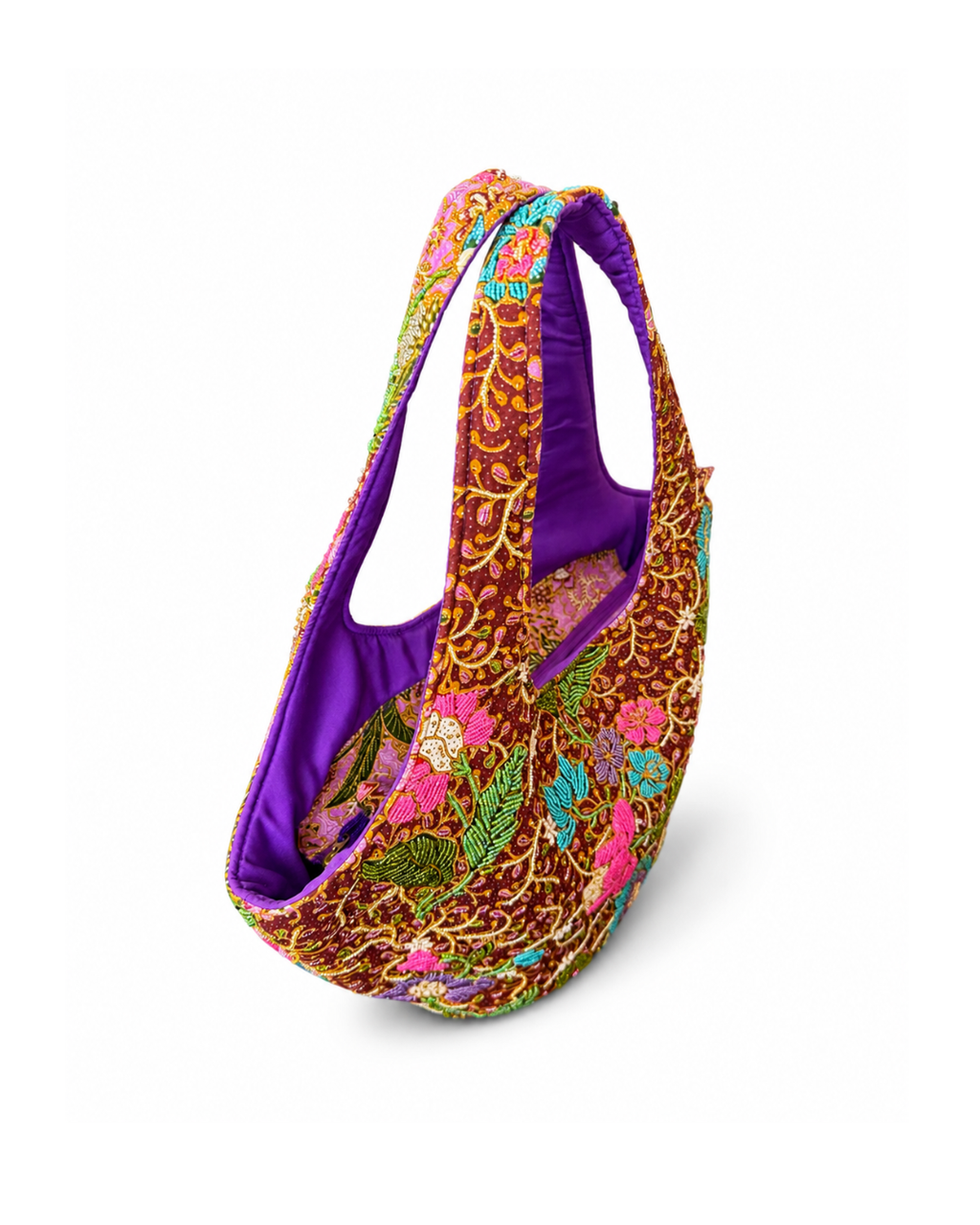 (TTCOTB-PUR-PF) Purple Oval Tote Bag Peony Flower