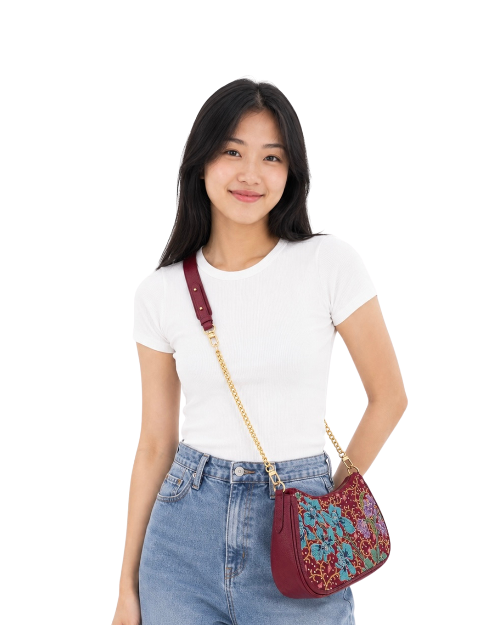 (SHBLSB-ORTURPUR-MAR) Turquoise Purple Orchid Maroon Leather Shoulder Bag