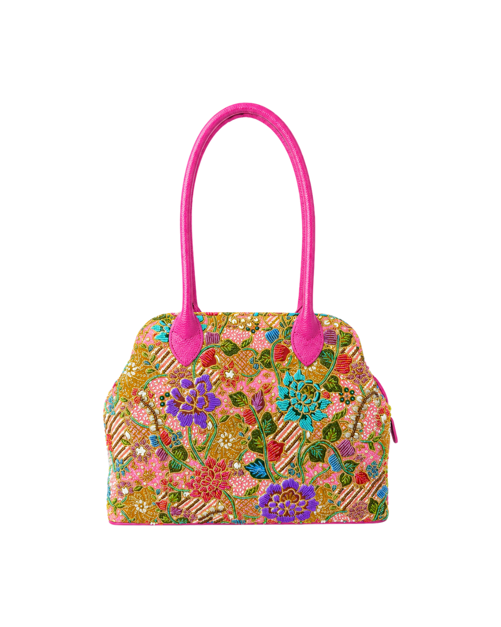 (SHBLDB-PNK-PF) Pink Leather Doctor Bag Peony Flower