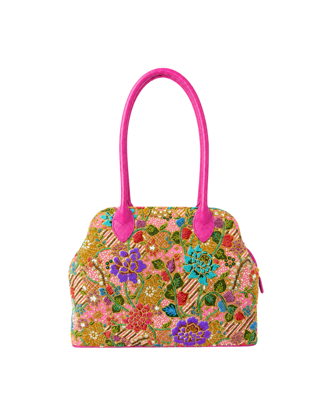 (SHBLDB-PNK-PF) Pink Leather Doctor Bag Peony Flower
