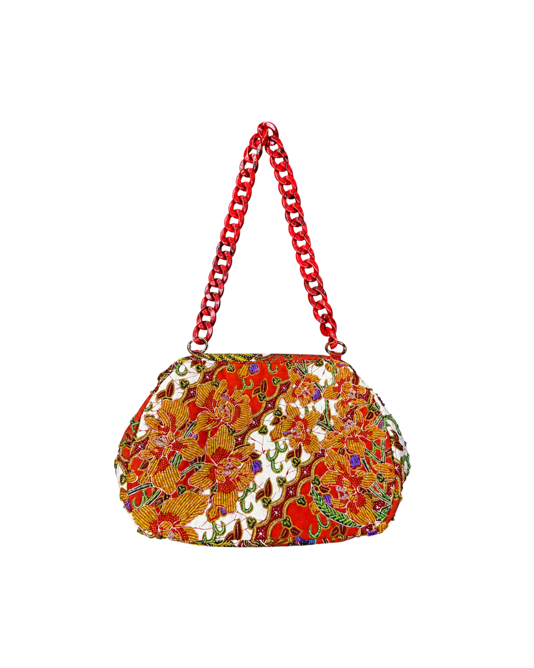 (SHBSRDB-OR-RED) Red Orchid Small Round Doctor Bag