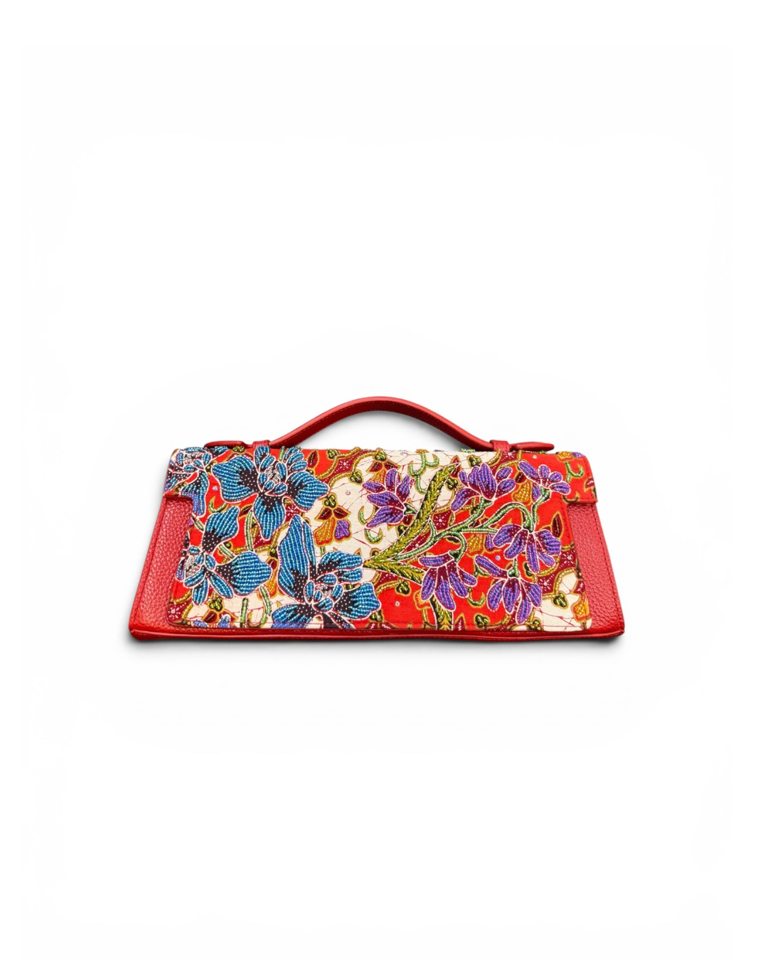 (TTCLTB-OR-RED) Red Orchid Leather Trapeze Bag