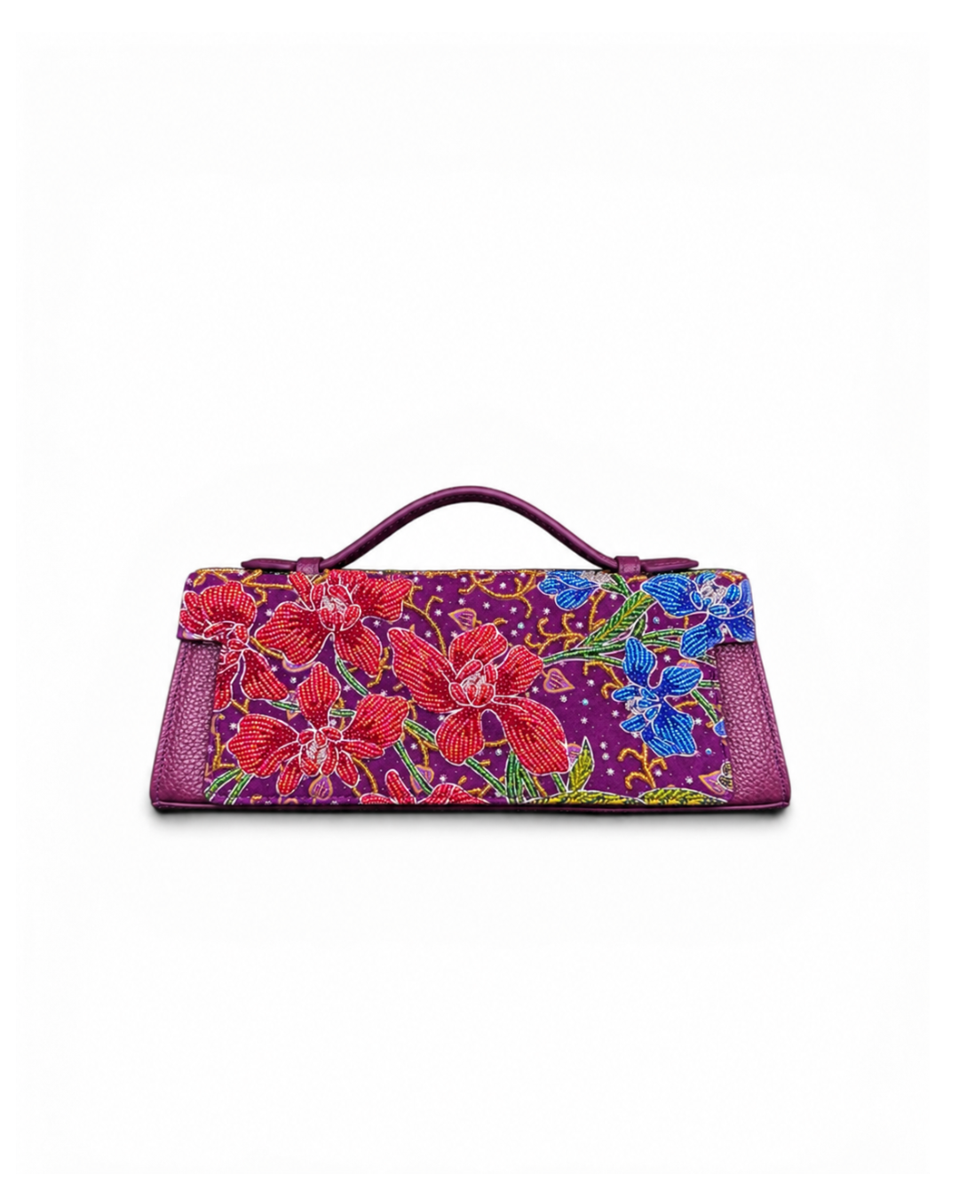 (TTCLTB-ORREDBLU-PUR) Red Blue Orchid Purple Leather Trapeze Bag
