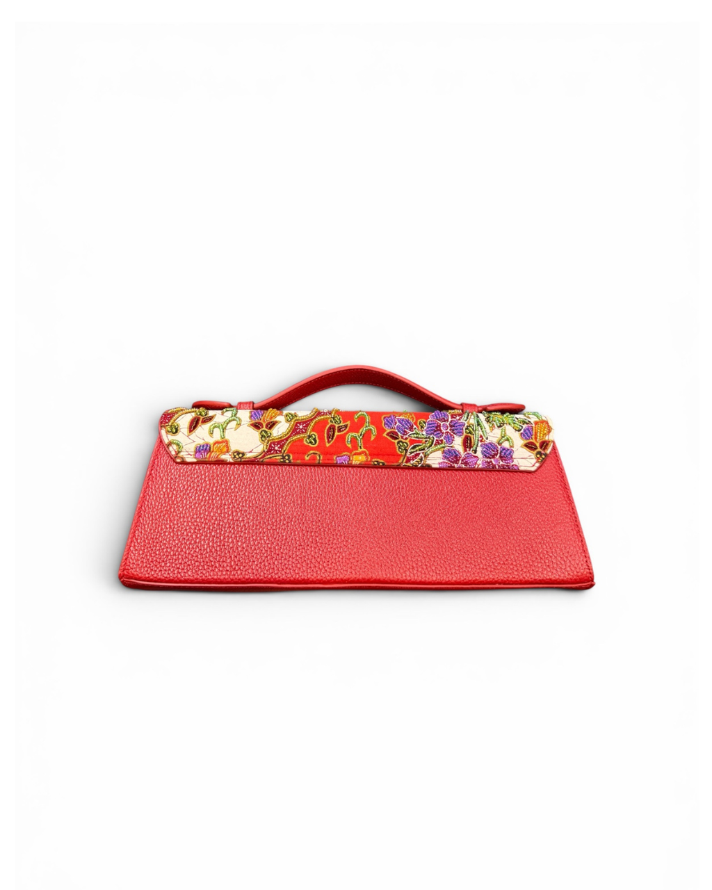 (TTCLTB-OR-RED) Red Orchid Leather Trapeze Bag