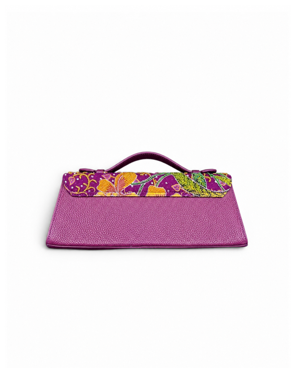 (TTCLTB-ORREDBLU-PUR) Red Blue Orchid Purple Leather Trapeze Bag