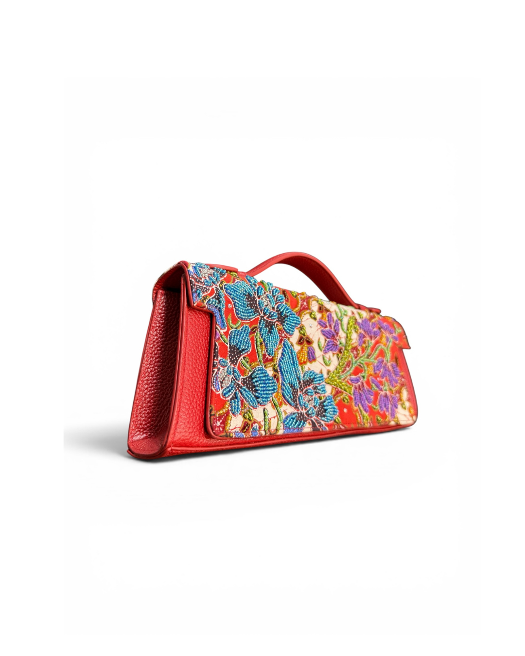 (TTCLTB-OR-RED) Red Orchid Leather Trapeze Bag