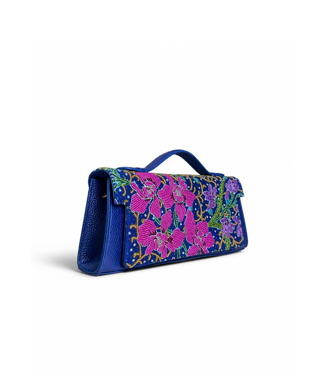 (TTCLTB-OR-BLU) Blue Orchid Leather Trapeze Bag