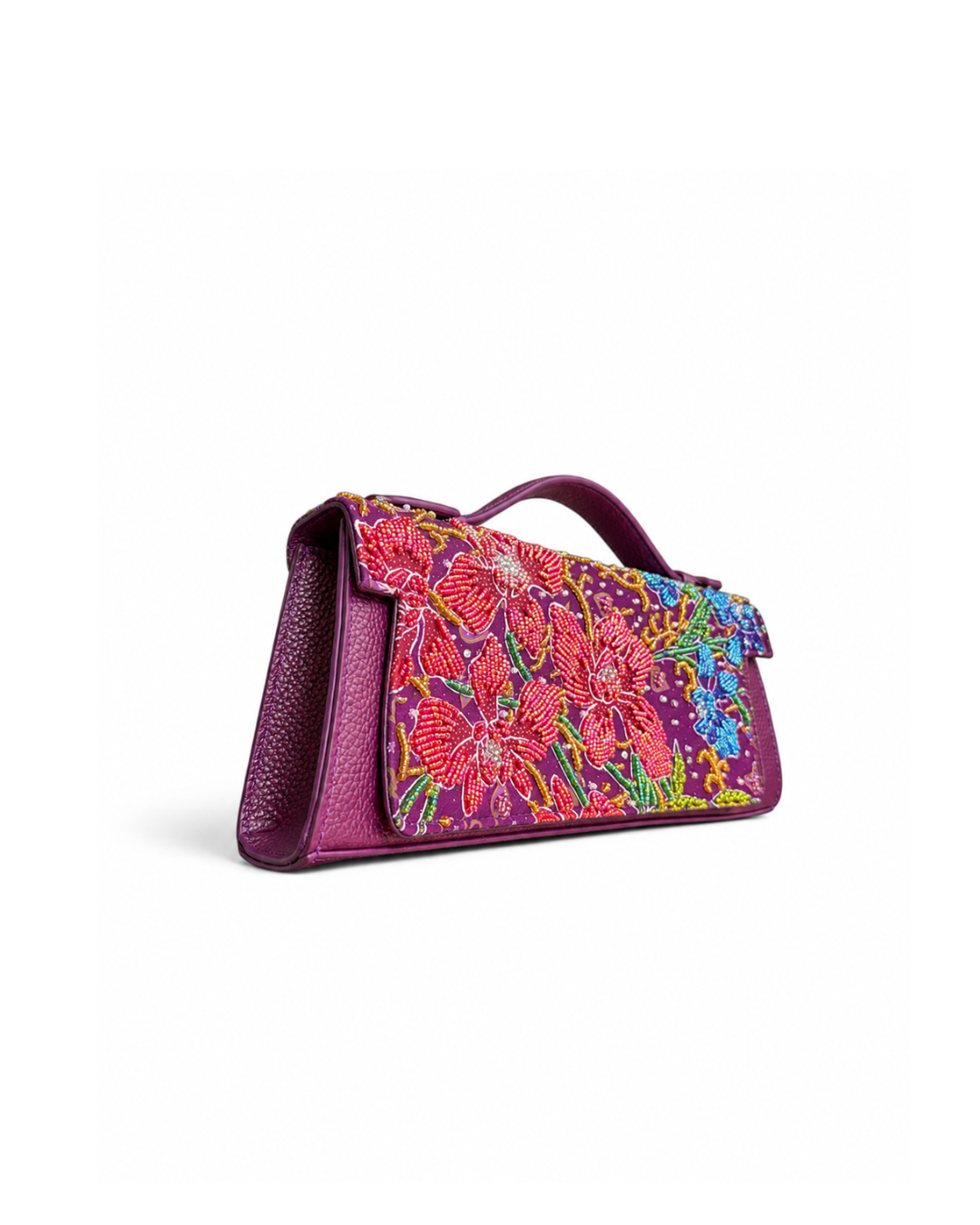 (TTCLTB-ORREDBLU-PUR) Red Blue Orchid Purple Leather Trapeze Bag