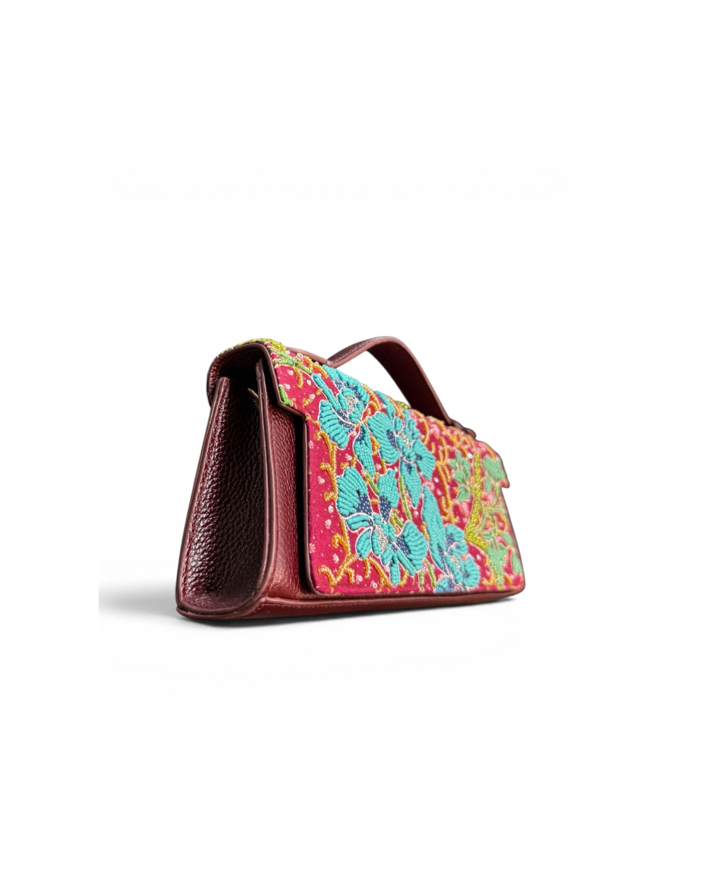 (TTCLTB-OR-MAR) Maroon Orchid Leather Trapeze Bag
