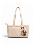 (TTCPEBB-PF-CRM) Cream Puffer Peony Flower Embroidery Boston Bag