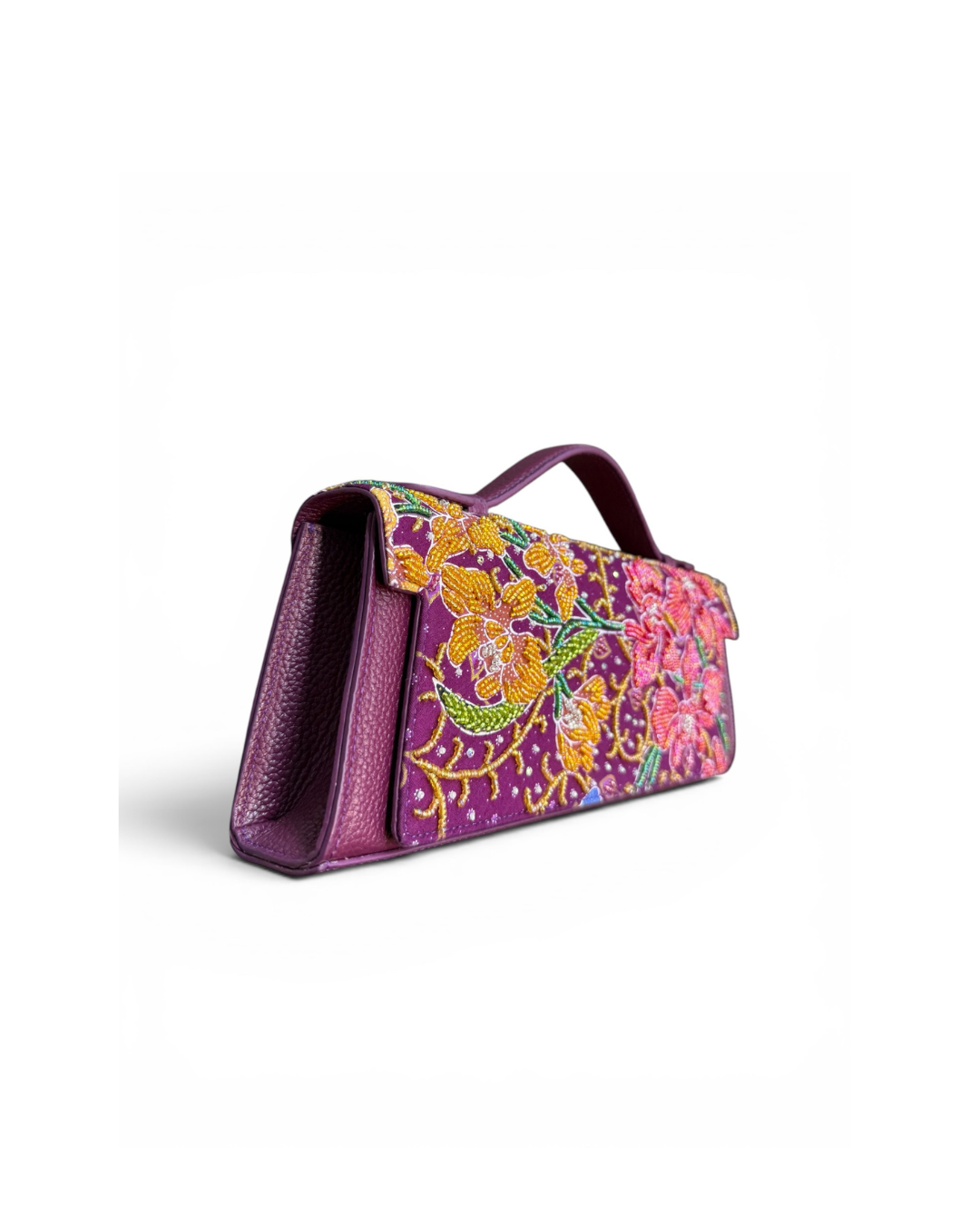 (TTCLTB-OR-PUR) Purple Orchid Leather Trapeze Bag