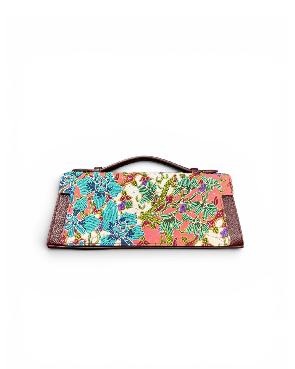 (TTCLTB-OR-MARPCH) Maroon Peach Orchid Leather Trapeze Bag