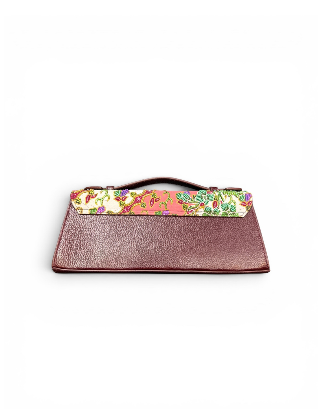 (TTCLTB-OR-MARPCH) Maroon Peach Orchid Leather Trapeze Bag