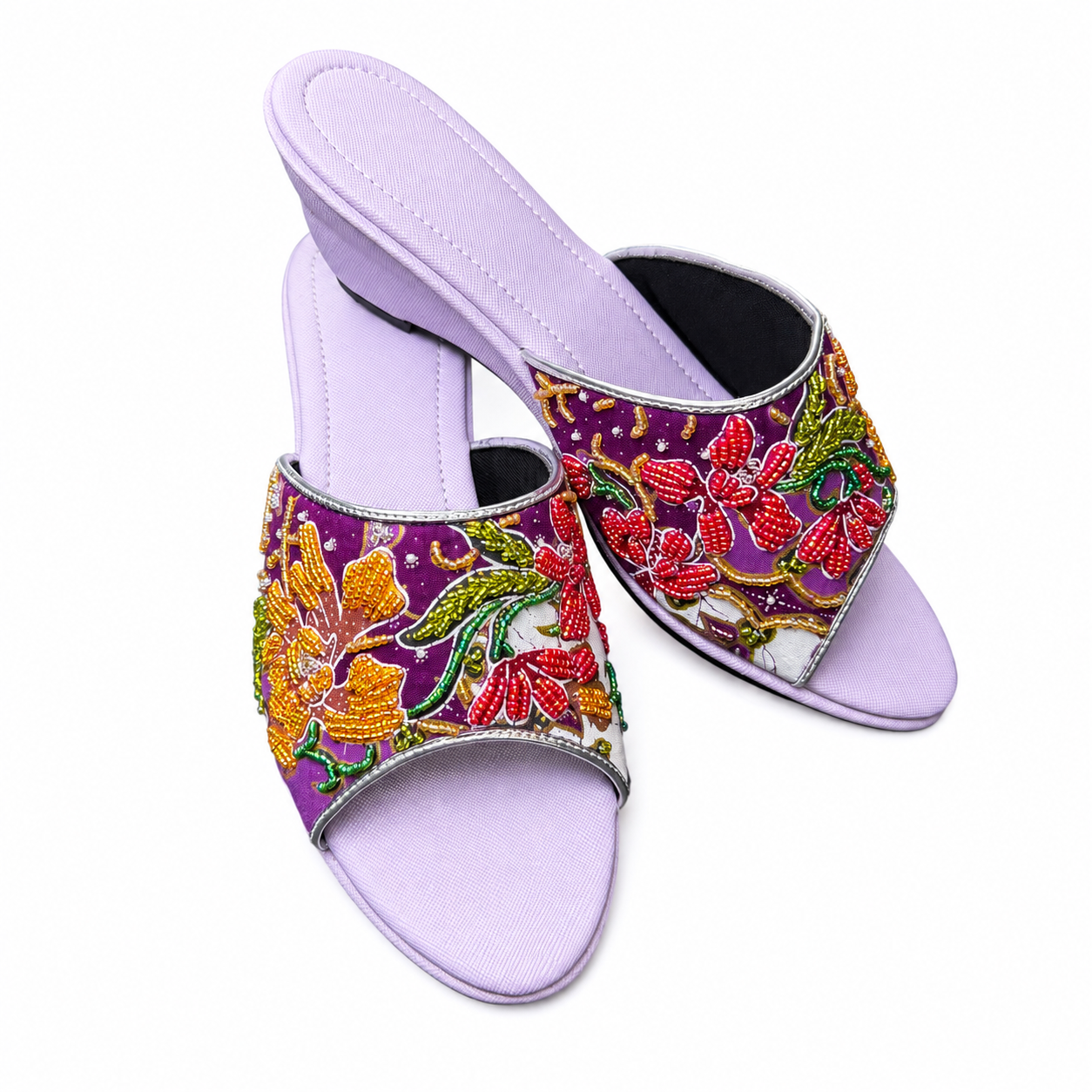 (WPUR-ORYLWRED) Purple Wedges - Yellow Red Beaded Orchid