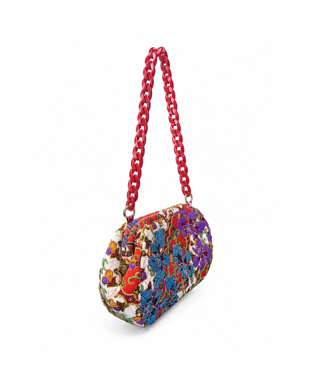 (SHBSRDB-OR-RED) Red Orchid Small Round Doctor Bag