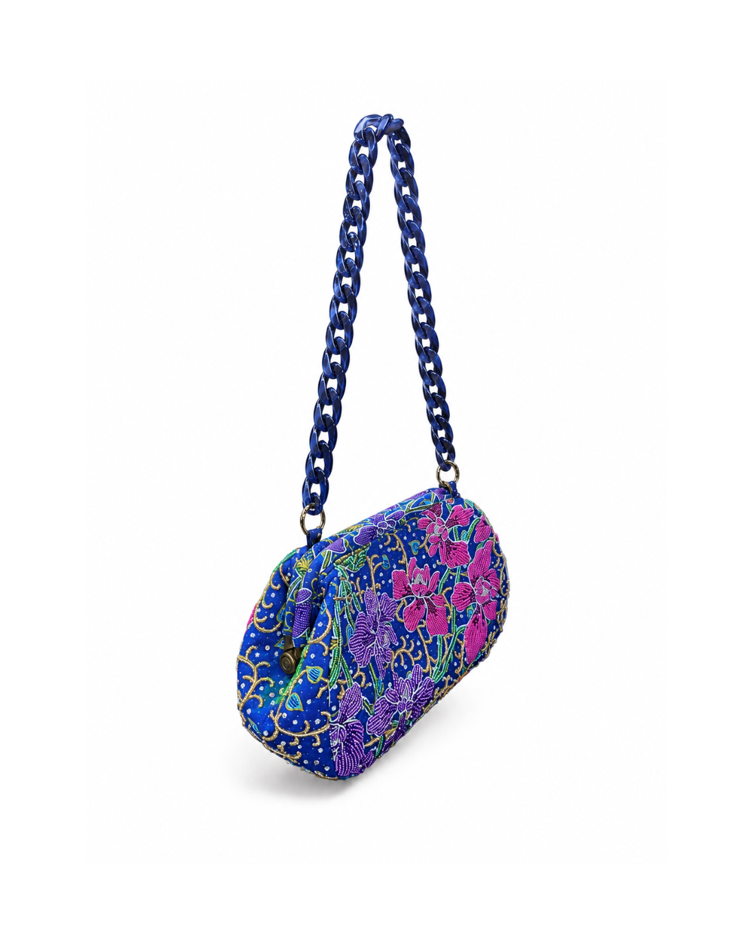 (SHBSRDB-OR-BLU) Blue Orchid Small Round Doctor Bag
