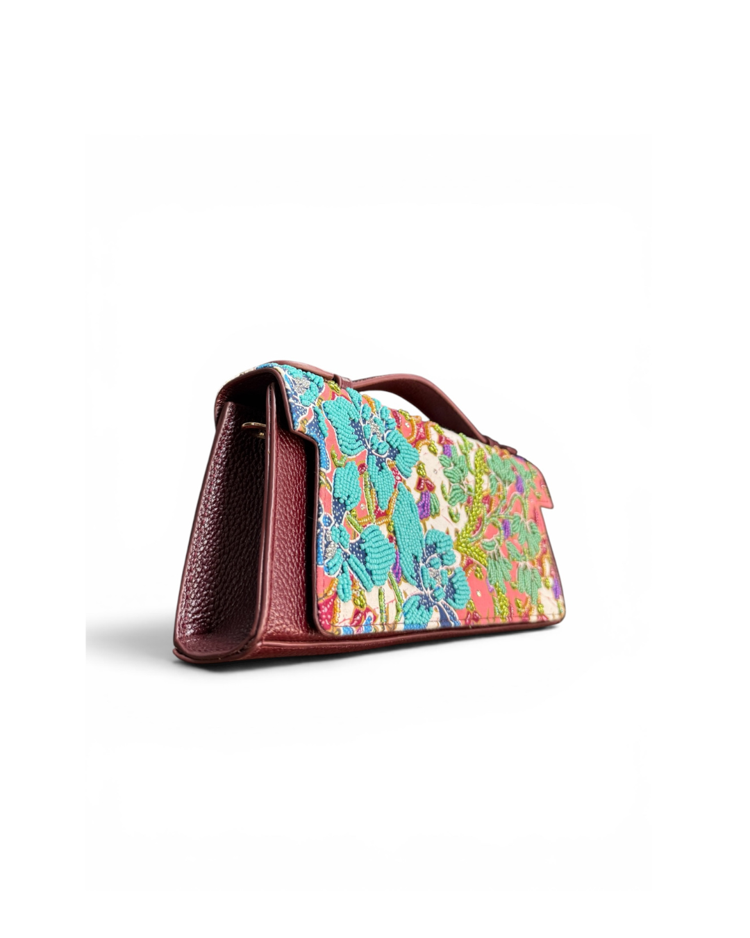 (TTCLTB-OR-MARPCH) Maroon Peach Orchid Leather Trapeze Bag