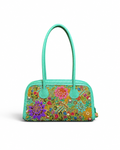 Turquoise Leather Boston Bag