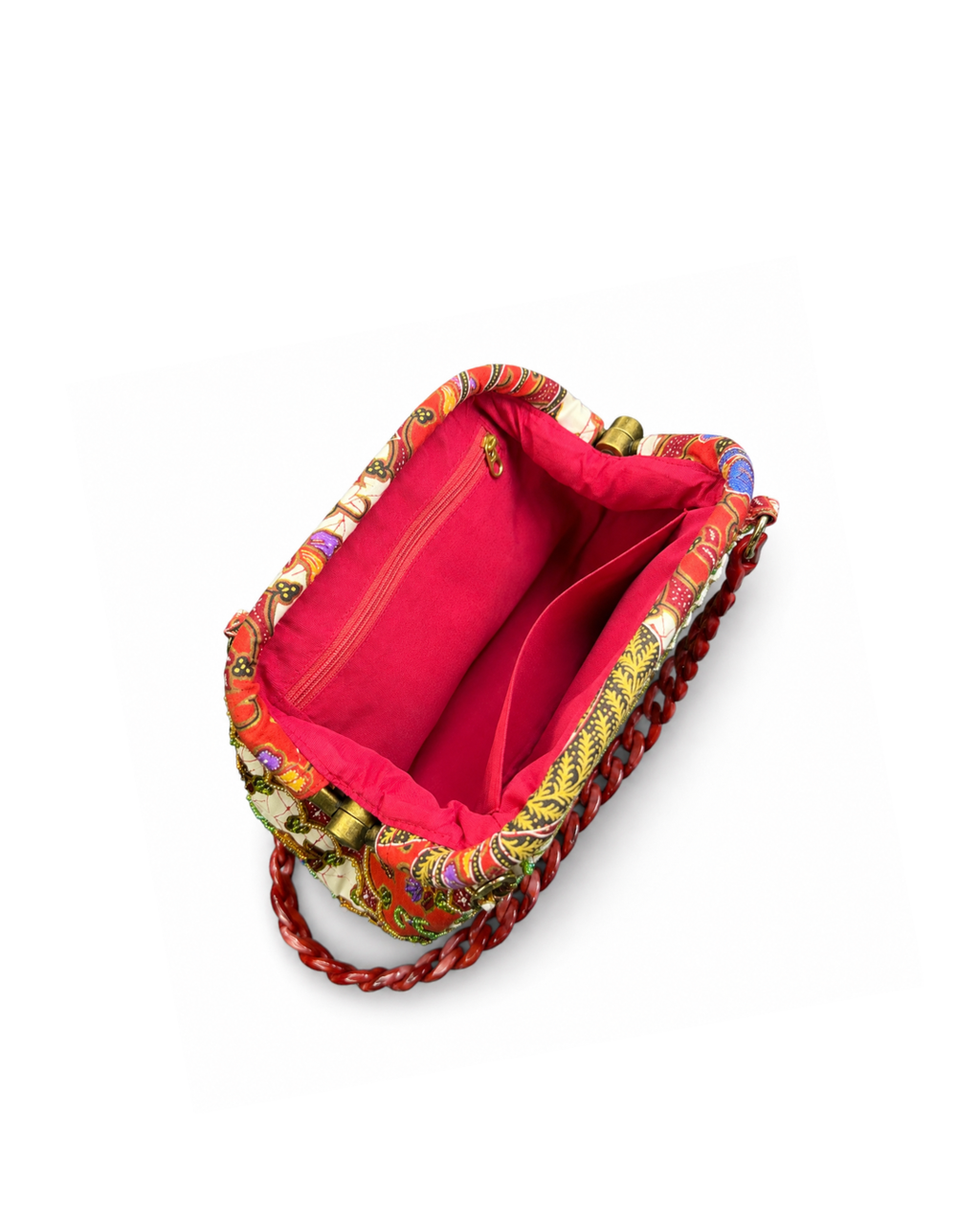 (SHBSRDB-OR-RED) Red Orchid Small Round Doctor Bag