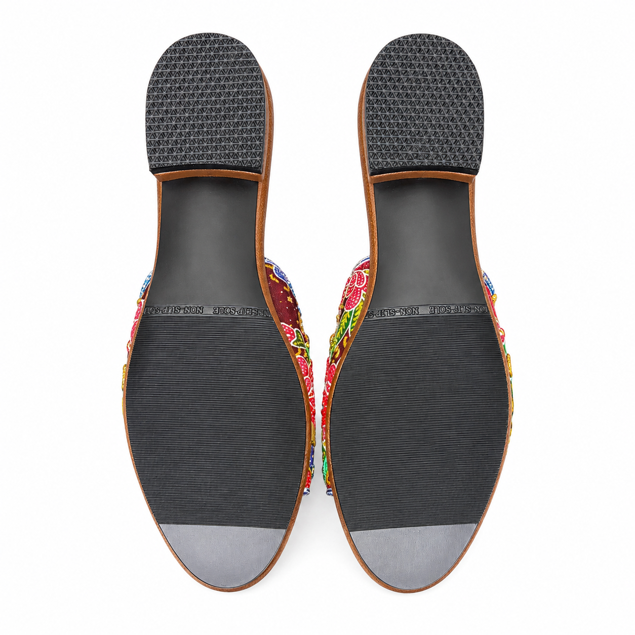 (FBRN-ORBLURED) Brown Flats - Blue Red Beaded Orchid