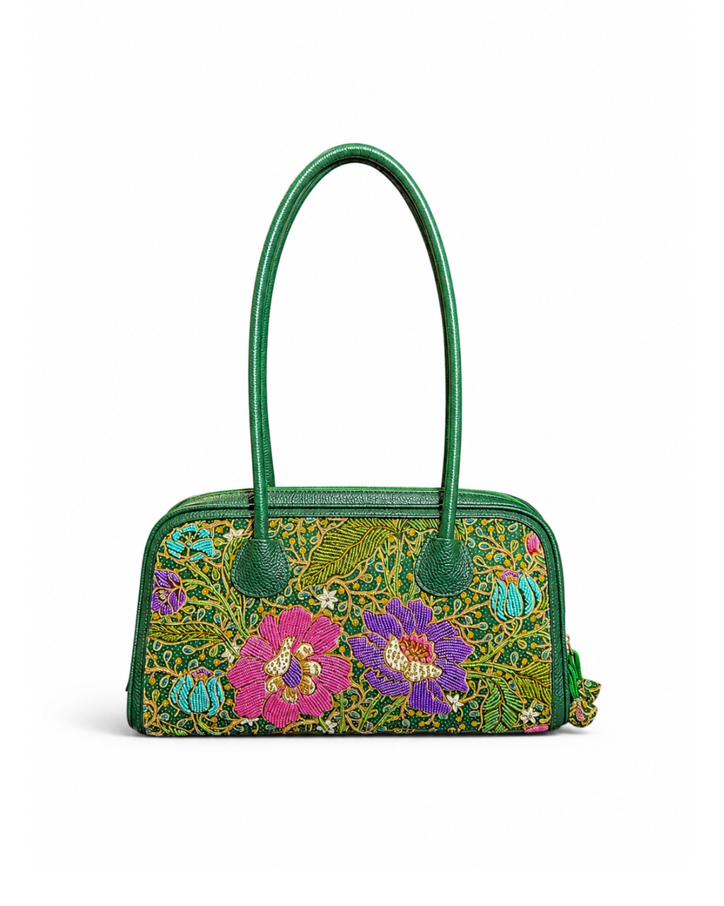 Green Leather Boston Bag