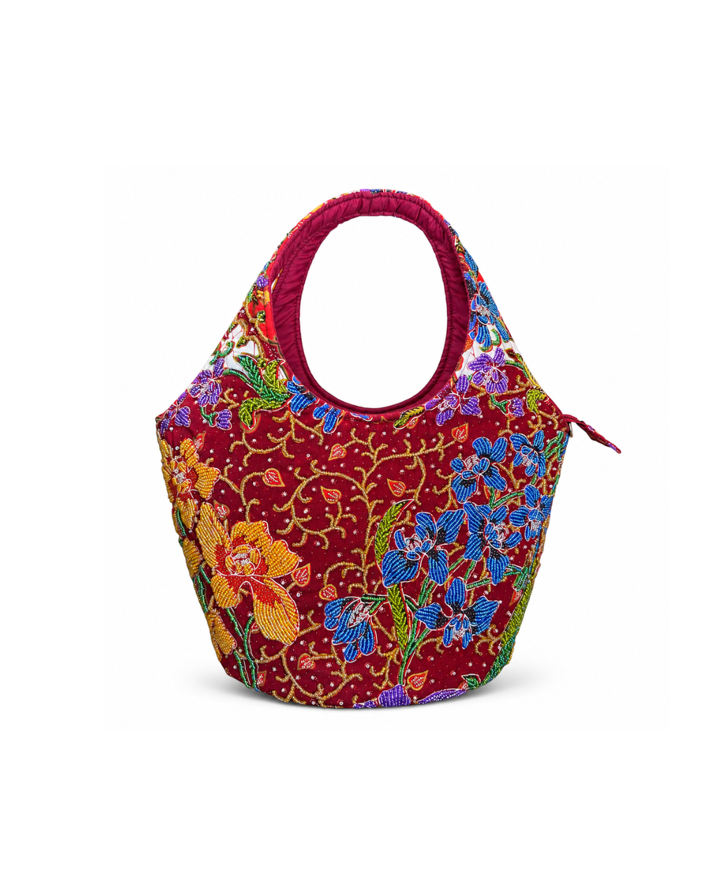(TTCRTB-OR-MAR) Maroon Orchid Round Tote Bag